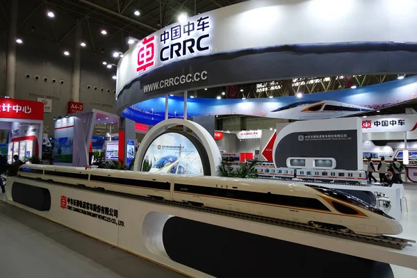 Modell Vonat Kijelzőn Állvány Crrc Kínai Vasúti Járművek Rolling Stock — Stock Fotó