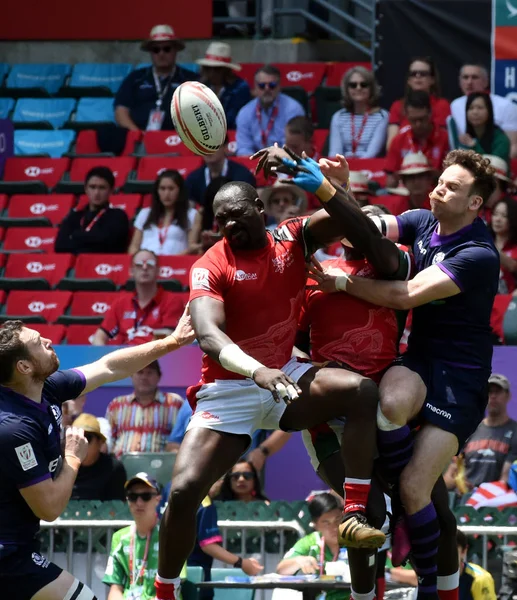 Kenya Concourt Contre Écosse Dans Match Rugby Lors Des Hong — Photo