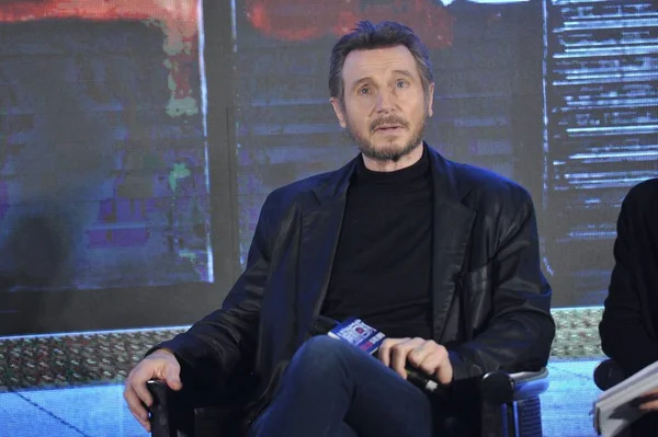 Hollywood Actor Liam Neeson Attends Press Conference His New Movie — Stock Photo, Image