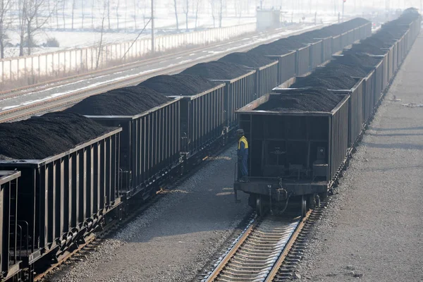 File Trains Transport Coal Used Generating Electricity Huaibei City East — Stock Photo, Image