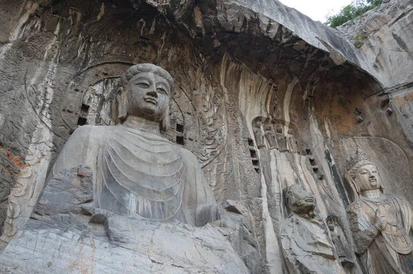 Soubor Zobrazení Buddhy Sochy Jeskyně Longmen Dragon Gate Jeskyně Nebo — Stock fotografie