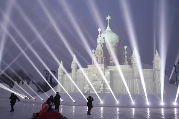 Esculturas Gelo Iluminadas São Retratadas Durante 30Th Harbin Sun Island — Fotografia de Stock