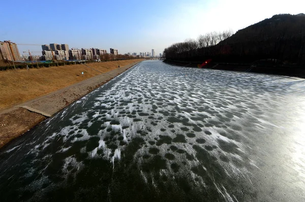 View 000 Meter Long Ice River Decorated Animal Print Nan — Stock Photo, Image