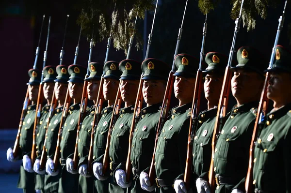 Guarda Honra Exército Popular Libertação Chinês Pta Participa Uma Sessão — Fotografia de Stock