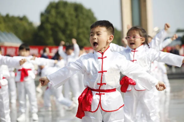 ファイル 中国東部の浙江省 杭州市で公演中に中国の子供たちが武道を行う 月11日 2017 — ストック写真