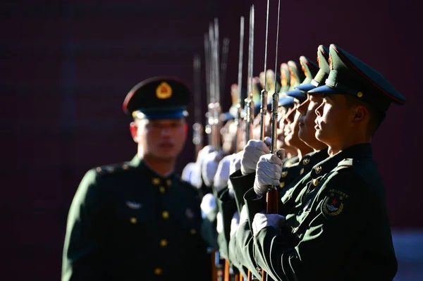 Garde Honneur Armée Populaire Chinoise Libération Apl Participe Une Session — Photo