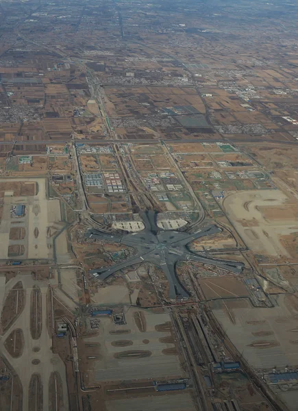 Picture Taken Plane January 2018 Shows Construction Site New Beijing — Stock Photo, Image