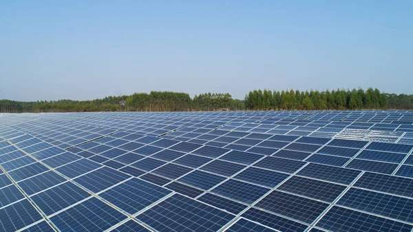 Los Paneles File Solar Están Instalados Una Planta Energía Fotovoltaica —  Fotos de Stock