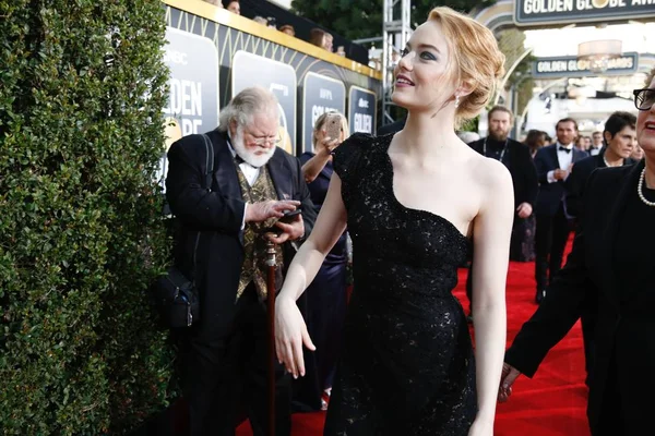 American Actress Emma Stone Arrives Red Carpet 75Th Golden Globe — Stock Photo, Image