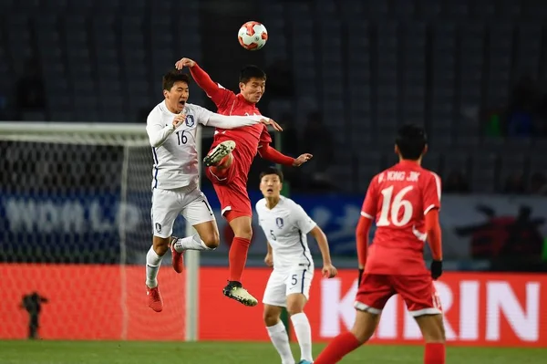 Jung Wooyoung Vänster Sydkorea Utmanar Spelare Nordkorea Den Eaff Fotboll — Stockfoto