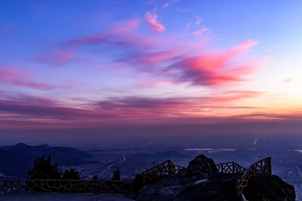 Picture Taken Plane December 2017 Shows Morning Glow Sky Beijing — Stock Photo, Image