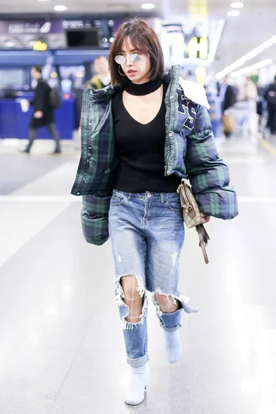 Taiwanees Zangeres Jolin Tsai Afgebeeld Beijing Capital International Airport Beijing — Stockfoto