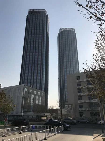 Vista Torre Ciudad Tianjin Después Del Incendio Que Mató Diez —  Fotos de Stock