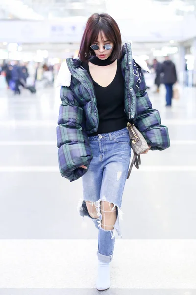 Taiwanees Zangeres Jolin Tsai Afgebeeld Beijing Capital International Airport Beijing — Stockfoto