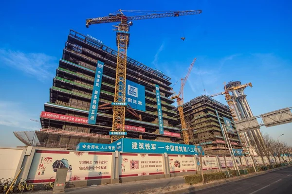 Vista Sede Permanente Banco Asiático Investimento Infraestrutura Aiib Construção Pequim — Fotografia de Stock