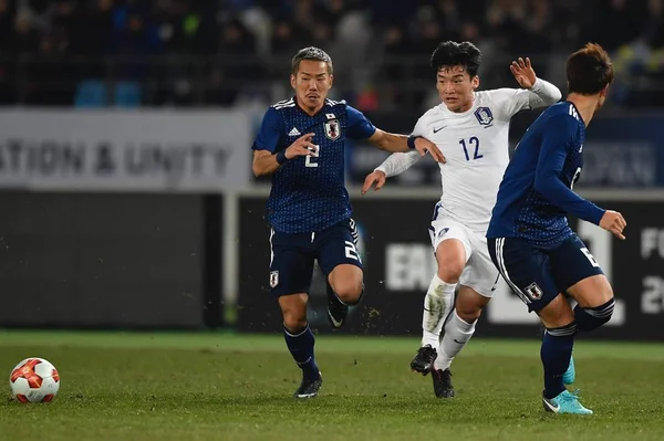 Japonya Ideguchi Yosuke Sol Güney Kore Kimminwoo Eaff Futbol Şampiyonası — Stok fotoğraf