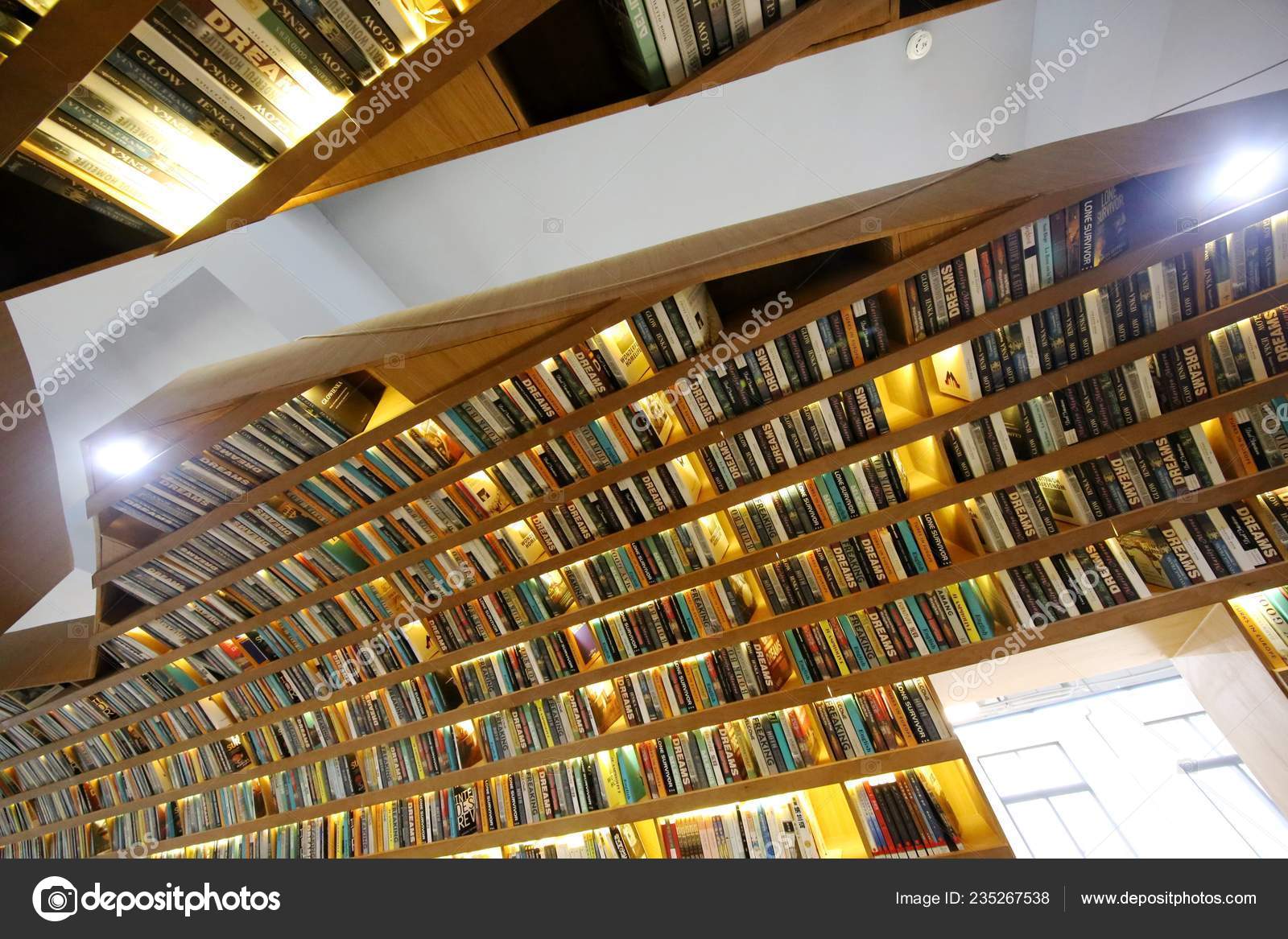 Interior View Reader Channel Filled Books College Library Zhengzhou