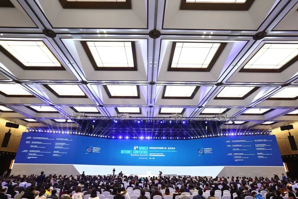 Temsilciler Dördüncü Dünya Internet Konferansı Wic Olarak Bilinen Wuzhen Zirvesi — Stok fotoğraf