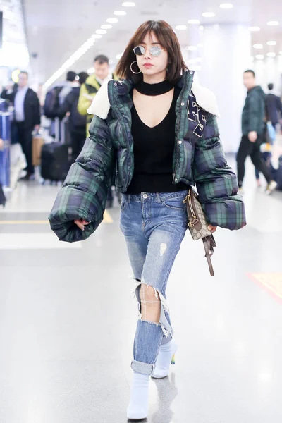 Taiwanese Singer Jolin Tsai Pictured Beijing Capital International Airport Beijing — Stock Photo, Image