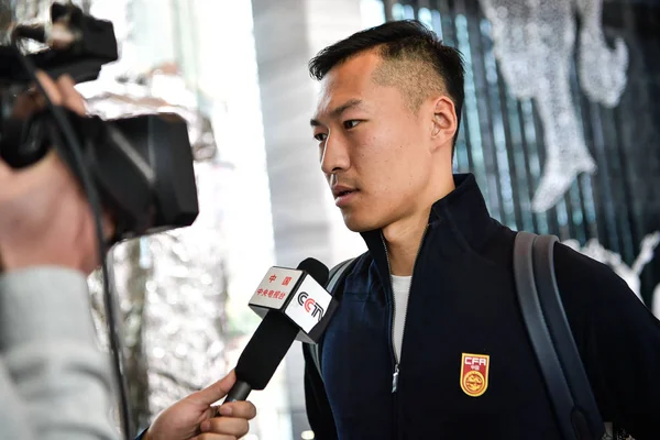Dari Tim Nasional Sepak Bola Pria Tiongkok Digambarkan Saat Berangkat — Stok Foto