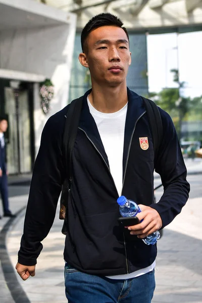 Guan Čínské Národní Fotbalové Mužstvo Představoval Odchází Eaff Fotbalový Šampionát — Stock fotografie