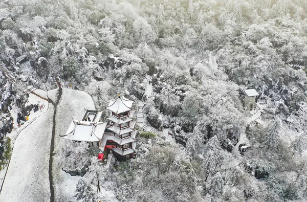 Paisaje Montaña Huaying Cubierto Nieve Ciudad Guang Provincia Sichuan Suroeste — Foto de Stock