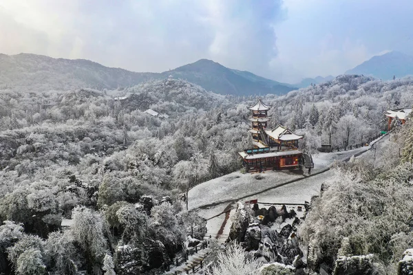 Huaying Hegy Táj Hóval Guang City Dél Nyugati Kínai Szecsuán — Stock Fotó