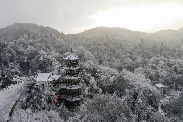 Landschaft Des Schneebedeckten Huaying Berges Der Stadt Guang Provinz Sichuan — Stockfoto