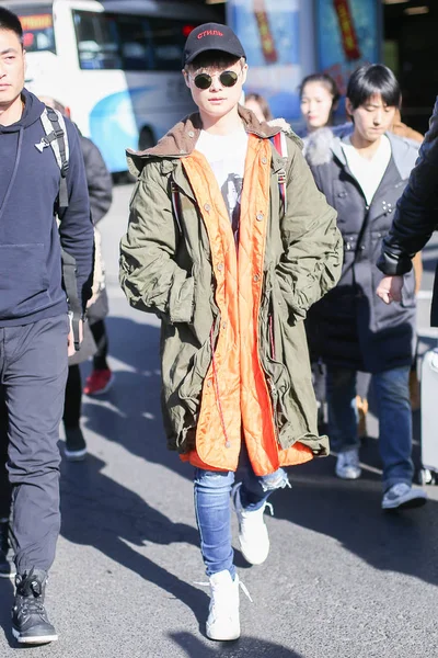 Chinese Singer Yuchun Chris Lee Pictured Beijing Capital International Airport — Stock Photo, Image