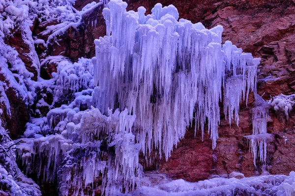 Scenérie Člověkem Vyrobené Icefall Malebných Oblastech Shdotázat Soutěsky Okres Mentougou — Stock fotografie