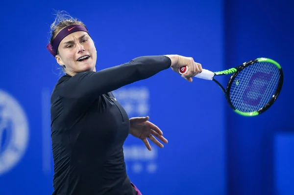 Aryna Sabalenka Білорусі Повертає Постріл Tatjana Марія Німеччини Своїх Жінок — стокове фото