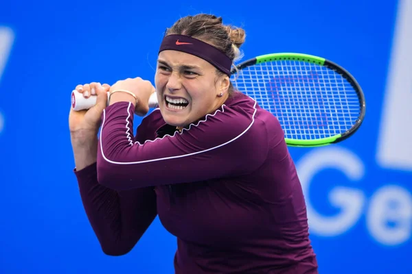 Aryna Sabalenka Білорусі Повертає Постріл Катерина Александрова Росії Другого Раунду — стокове фото