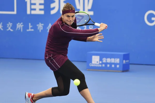 Aryna Sabalenka Білорусі Повертає Постріл Катерина Александрова Росії Другого Раунду — стокове фото