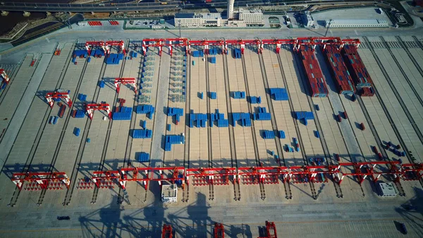 Luftaufnahme Von Containern Der Vierten Phase Des Yangshan Tiefwasserhafens Dem — Stockfoto