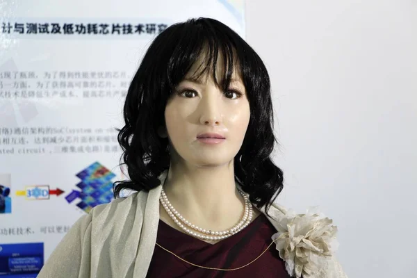 Robot Som Kan Interagera Med Människor Visas Hefei University Technology — Stockfoto