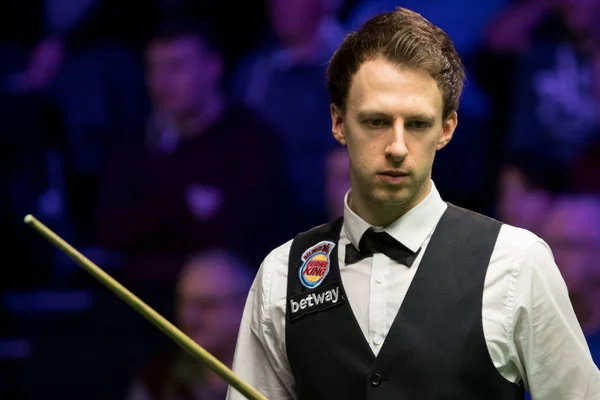 stock image Judd Trump of England considers a shot to Graeme Dott of Scotland in their 1/16 final match during the 2017 Betway UK Championship snooker tournament in York, UK, 4 December 2017