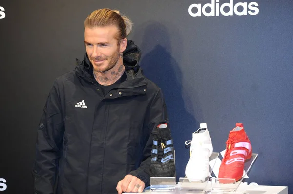 Estrela Futebol Inglês David Beckham Participa Evento Promocional Para Adidas — Fotografia de Stock