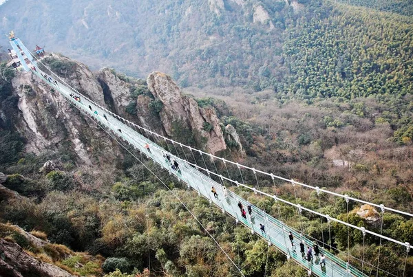 Vue Générale Pont Verre Appelé Dragon Volant Dans Ciel Dans — Photo