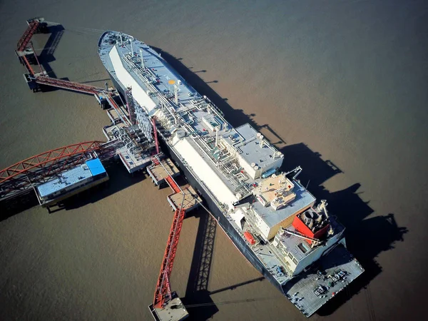 Luftaufnahme Des Australischen Flüssigerdgas Lng Bootes Southern Cross Lng Terminal — Stockfoto