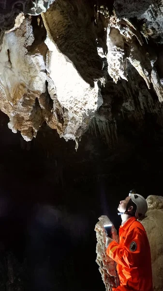 Membro Del Team Spedizione Dalla Cina Dalla Francia Esplora Una — Foto Stock