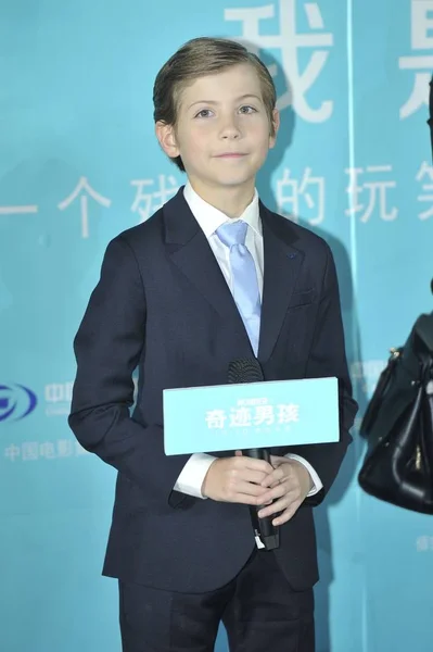 Der Kanadische Schauspieler Jacob Tremblay Nimmt Einer Pressekonferenz Zur Promotion — Stockfoto