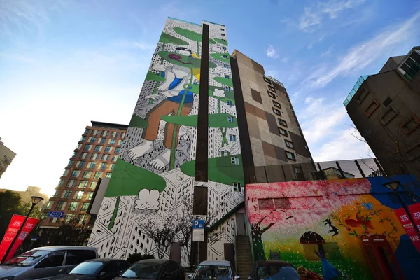 Метрової Високої Картини Стіні Створеної Італійським Художником Франсо Камілло Giogino — стокове фото