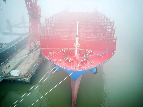 Aerial View China First 000 Teu Container Vessel Cosco Shipping — Stock Photo, Image