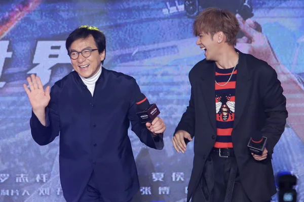 Hong Kong Kungfu Ster Jackie Chan Linker Taiwanese Zanger Acteur — Stockfoto