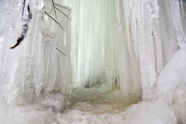 Paesaggio Cascata Ghiacciata Causa Della Bassa Temperatura Estrema Punto Panoramico — Foto Stock