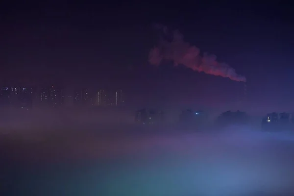 Aerial View Dense Fog Engulfing Shenyang City Northeast China Liaoning — Stock Photo, Image