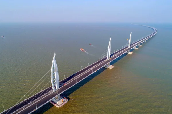 Пташиного Польоту Світі Найдовший Міст Крос Море Гонконг Zhuhai Макао — стокове фото