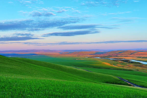 Krajina Ostrově Hulunbuir Grassland Severočínské Vnitřní Mongolsko Autonomní Oblasti Června — Stock fotografie
