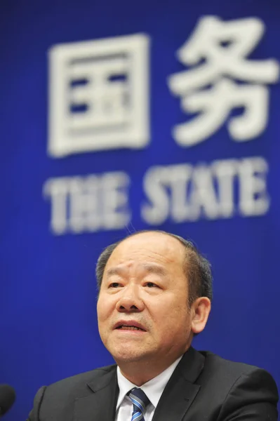Ning Jizhe Vezetője Országos Statisztikai Hivatal Nbs Beszél Közben Sajtótájékoztatón — Stock Fotó