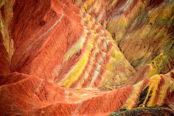 Renkli Kaya Oluşumları Eylül 2017 Zhangye Danxia Ilık Jeolojik Park — Stok fotoğraf